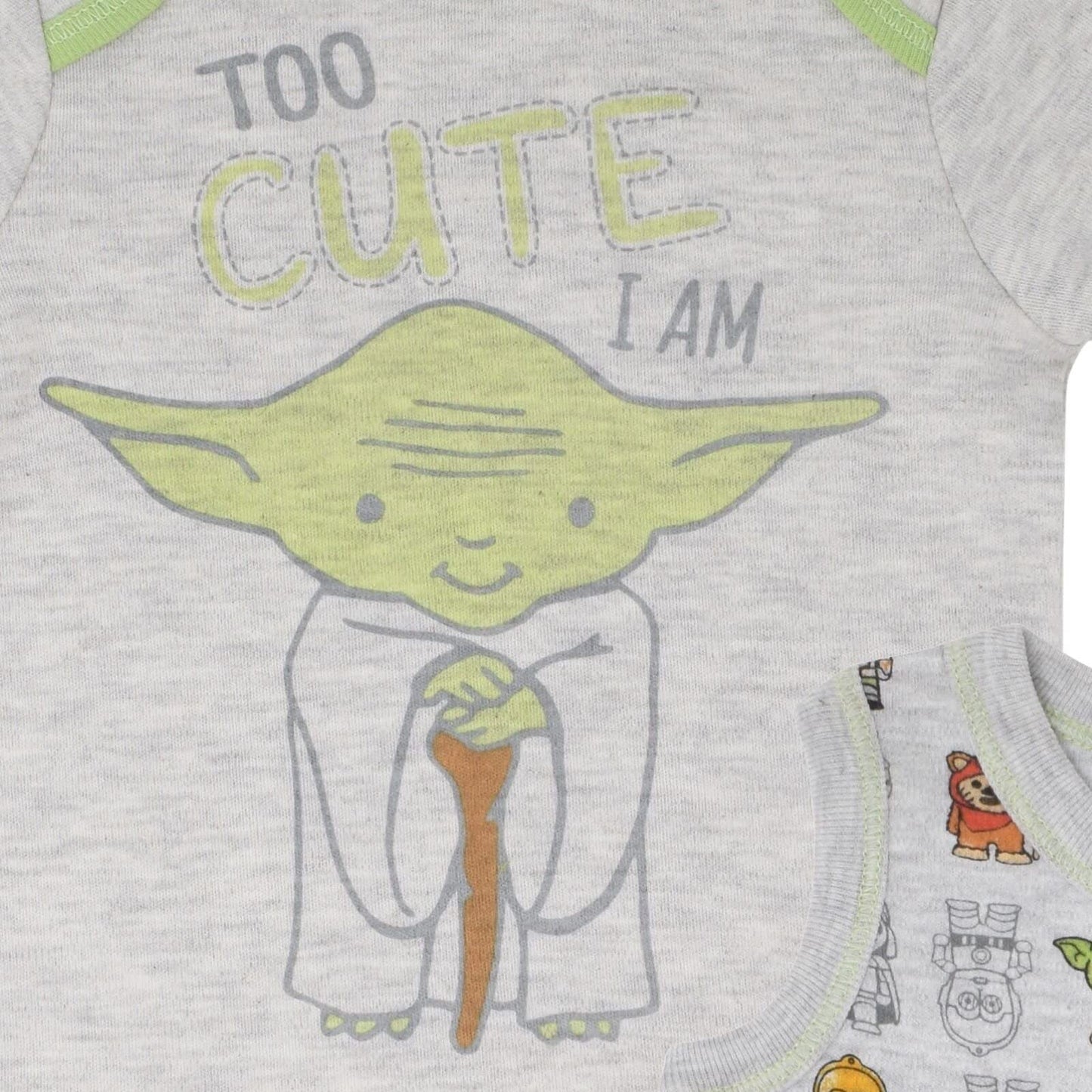 Star Wars Yoda Newborn Baby Boys Bodysuit And Romper White/Grey 3-6 Months
