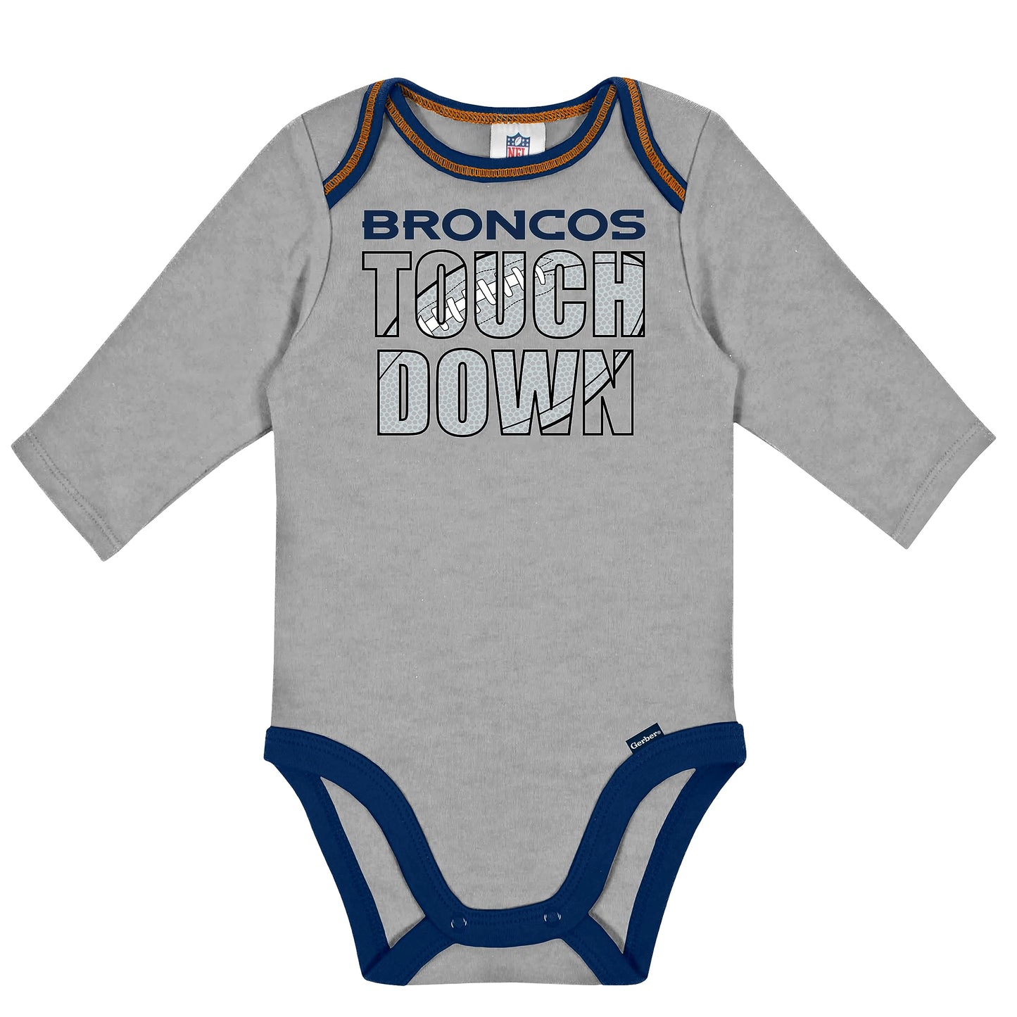 Gerber Unisex Baby Nfl Team 2 Pack Long Sleeve Onesie Bodysuit, Color, 6-12 Months