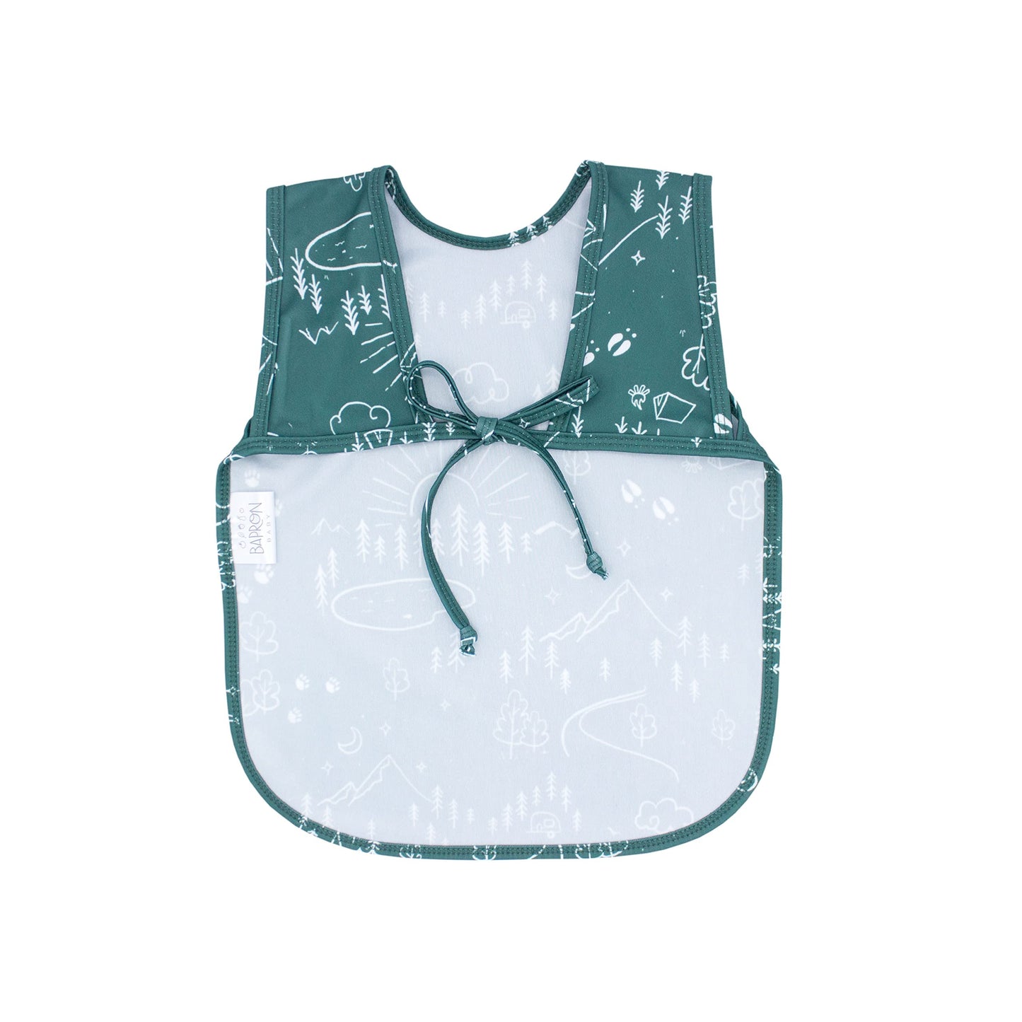 Bapronbaby Pine Forest Bapron - No Neck Tie Safer Bib For Baby & Toddler - Soft Waterproof Stain Resistant - Machine Washable -
