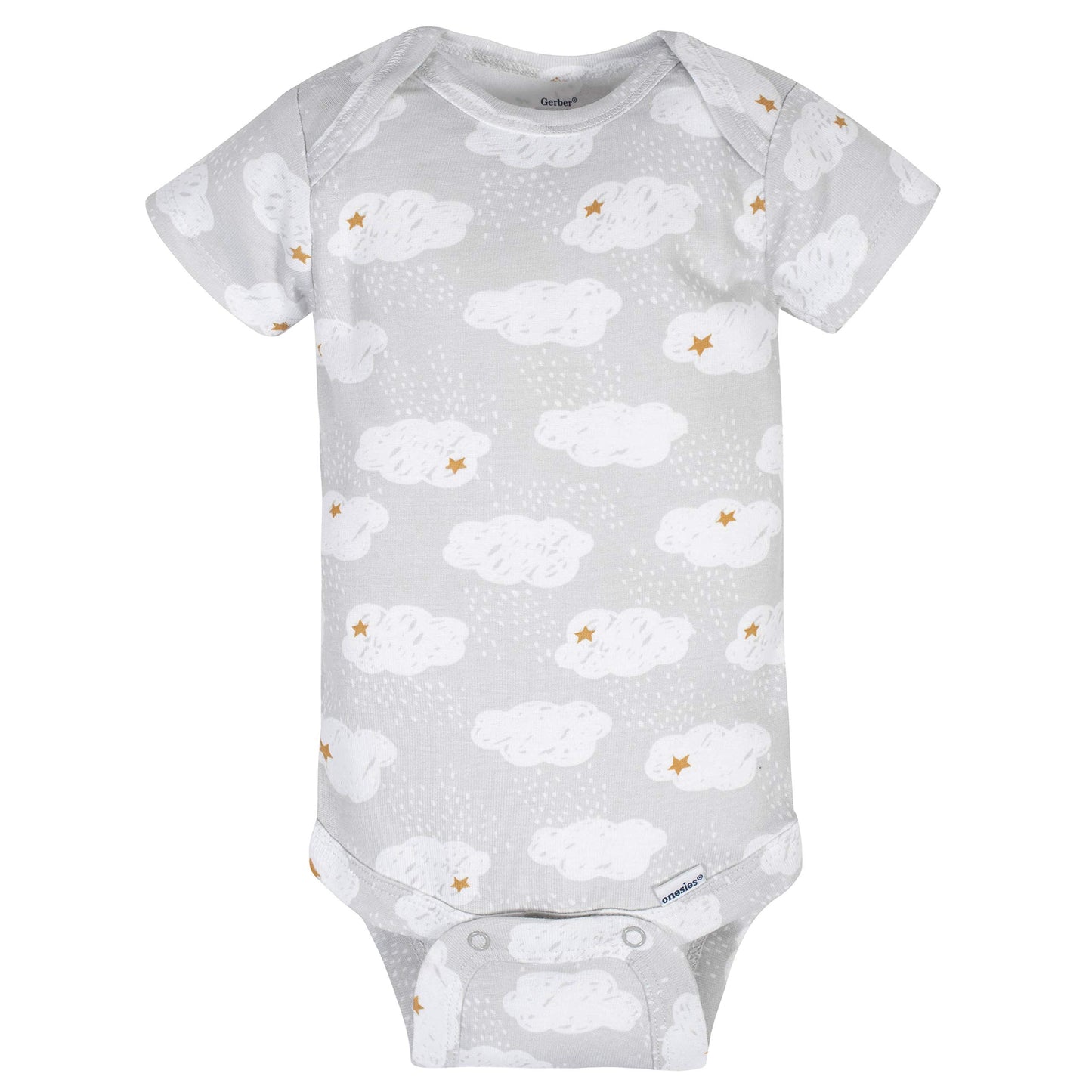 Gerber Baby 8-Pack Short Sleeve Onesies Bodysuits, Sheep Grey, Newborn