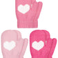 SATINIOR 3 Pairs Toddler Magic Stretch Mittens Little Girls Knit Mitten Baby Boys Soft Winter Knitted Gloves (Pink Series,1-4 Ye
