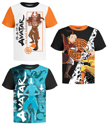 Avatar The Last Airbender Graphic T-Shirts 3 Pack For Boys 6 Wh/Bk/Tq Ss
