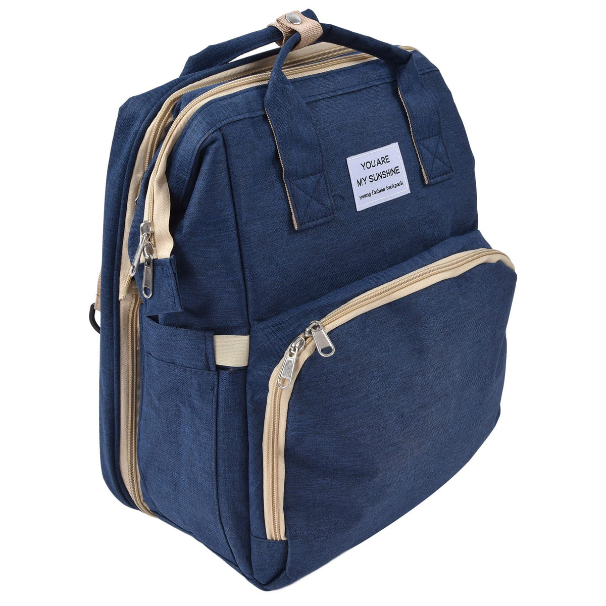 Foldable Crib Bag, Mommy Bag Multifunctional Large Capacity for Daily Use for Travel(Navy Blue)