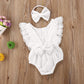 Infant Baby Girl Lace Rompers V-Back Bowknot Bodysuit Cute Newborn Ruffle Clothes White (White, 6-12 Months)