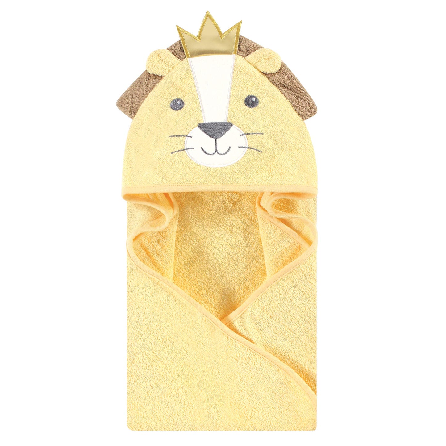 Hudson Baby Unisex Baby Cotton Animal Face Hooded Towel, King Lion, One Size