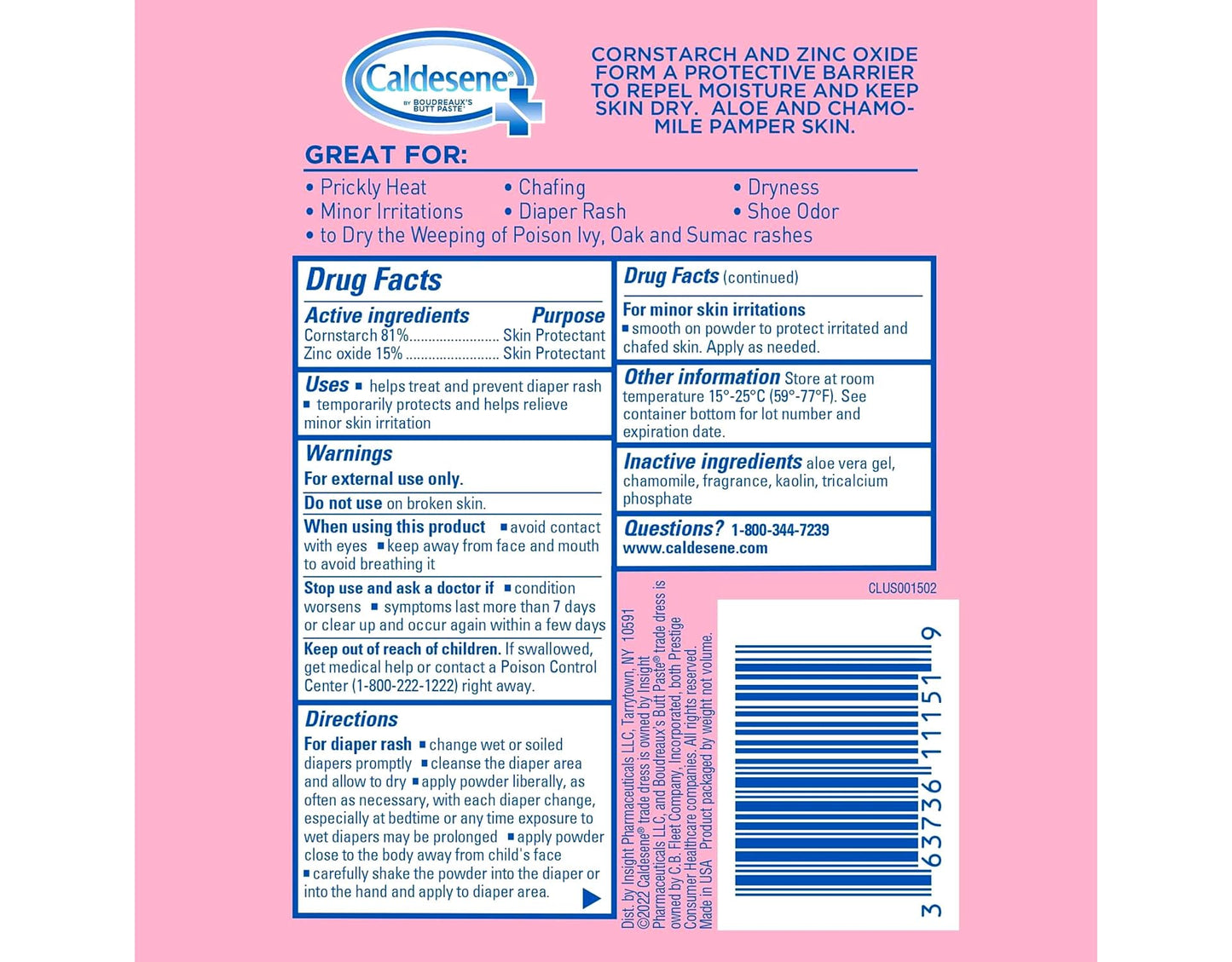 Caldesene Medicated Protecting Powder | 5 Ounce | With Zinc Oxide & Cornstarch | Helps Protect Irritated, Chafed Skin | Ideal Fo