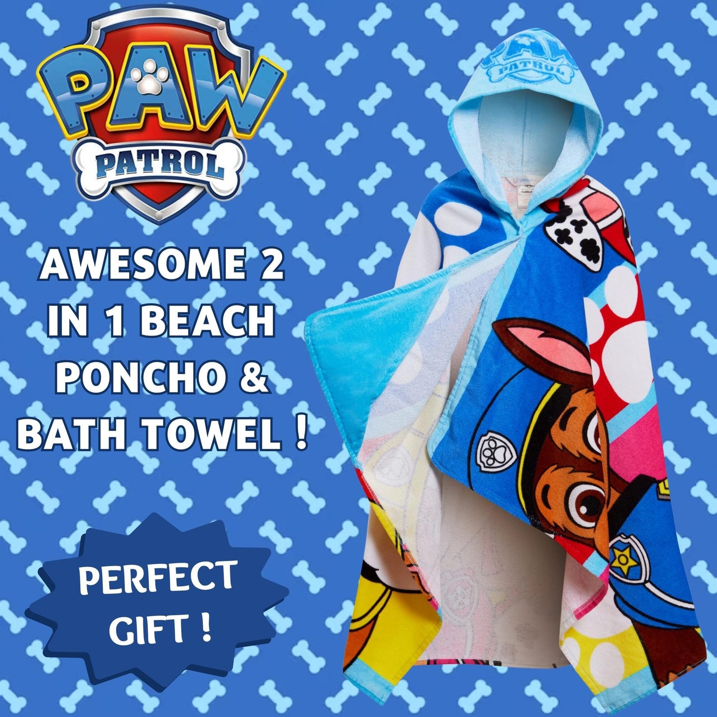 Paw Patrol Hooded Towel 100% Cotton Skye Chase Poncho Kids Beach Towel Boys Bath Towel Girls Swimming Wrap Changing Robe
