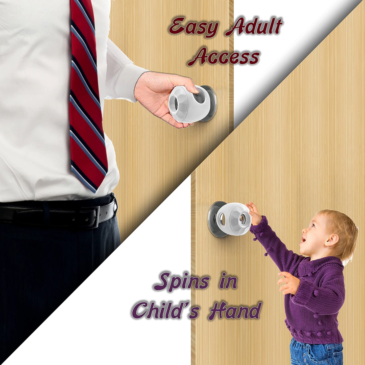 New & Improved - Door knob Baby Safety Cover - 5 Pack - Deter Little Kids from Opening Doors with A Child Proof Door Handle Lock