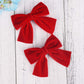 Deeka 2 Pcs 4' Hand-Made Velvet Hair Bows Alligator Clips Hair Accessories For Little Teen Toddler Girls Kids Set Of 2 -Red