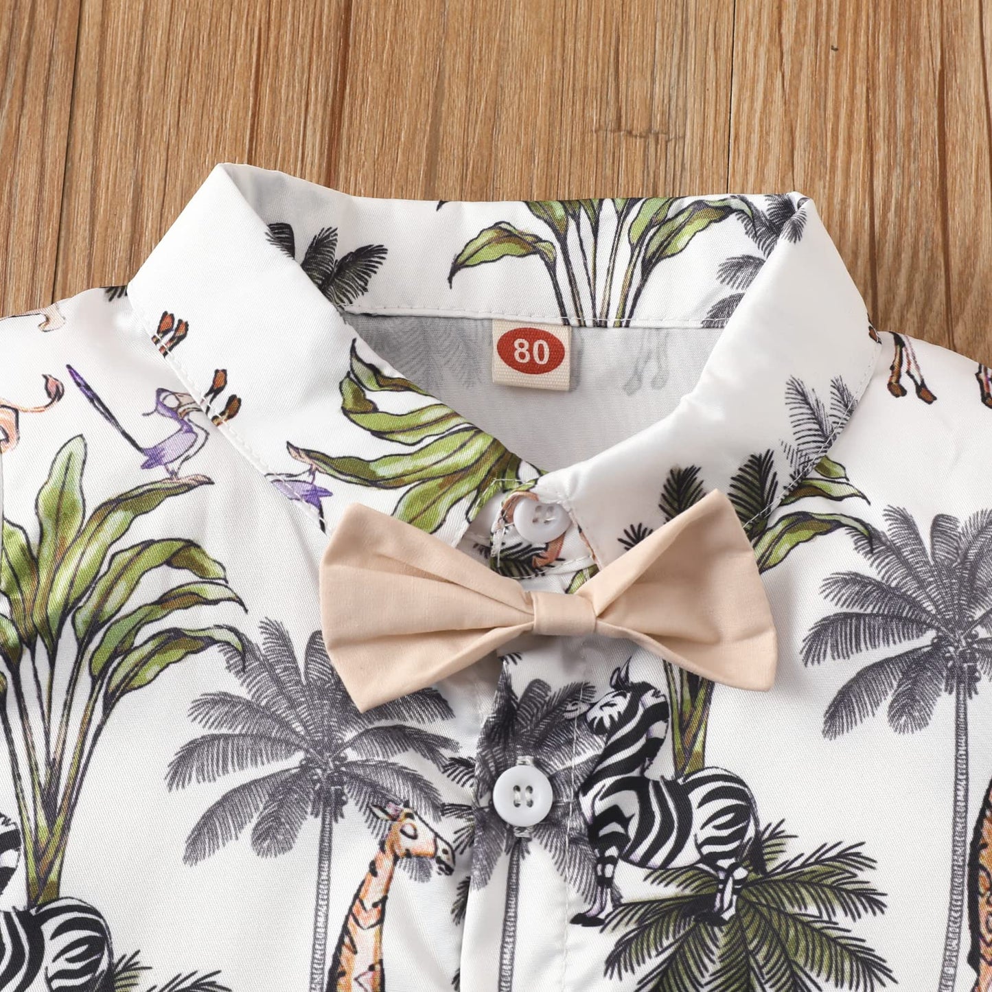Ciycuit Toddler Baby Boys Summer Print Shirt Outfits Clothes Short Sleeve Button Down Tops + Shorts Set 12-18 Months Oc Brown