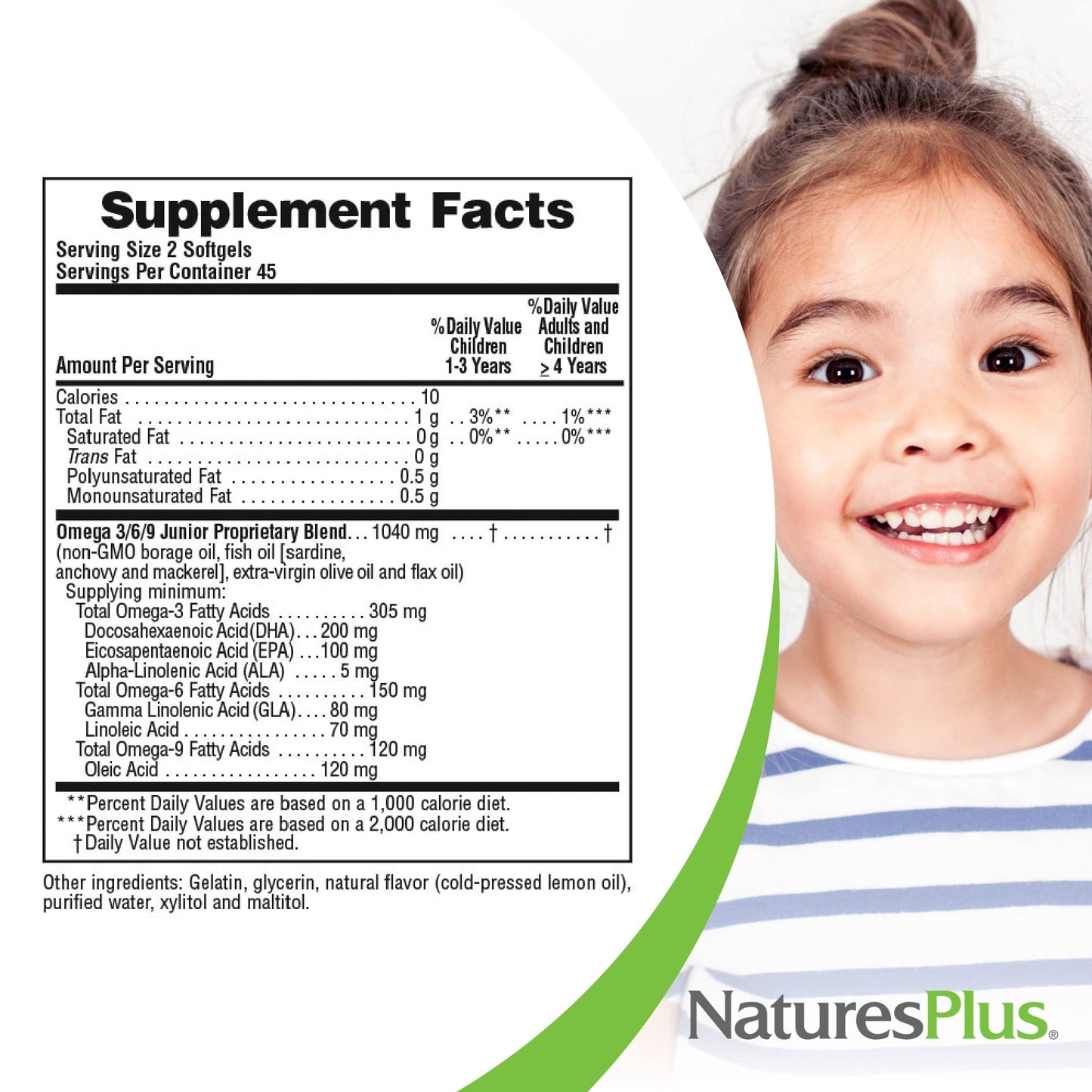 Natures Plus Animal Parade Omega 3/6/9 Junior, Lemon Flavor - 90 Softgels - Promotes Childrens Immune, Skin, Eye & Nervous Syste