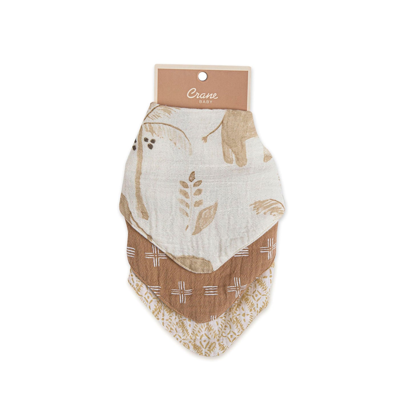 Crane Baby Soft Muslin Baby Bib Set, Adjustable And Absorbent Bandana Style Bibs For Boys And Girls, Safari Animal, 3 Piece, 18.