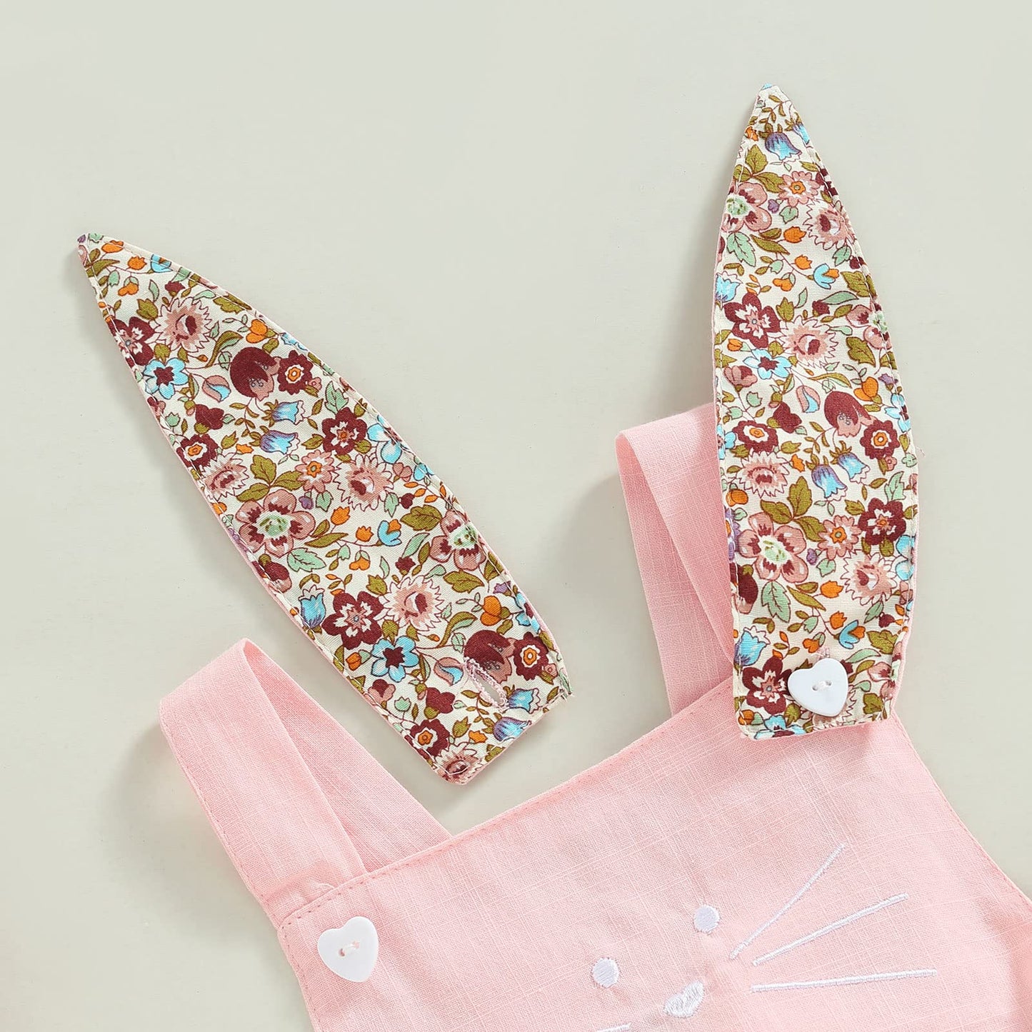 Baby Girl Easter Outfit Vintage Onesie Overalls And Bunny Ears/Toddler Dress Sister Mathing Clothes With Tail (Onesie Bunny Pink