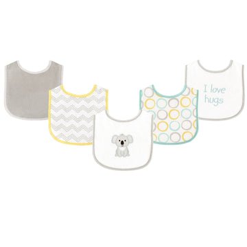 Luvable Friends Unisex Baby Cotton Terry Drooler Bibs With Peva Back, Koala, One Size
