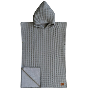 Jade&Kai Hooded Towel for Babies + Toddlers | Snaps into a Poncho | Organic Cotton Waffle | Lighweight and Absorbent | Bath, Bea
