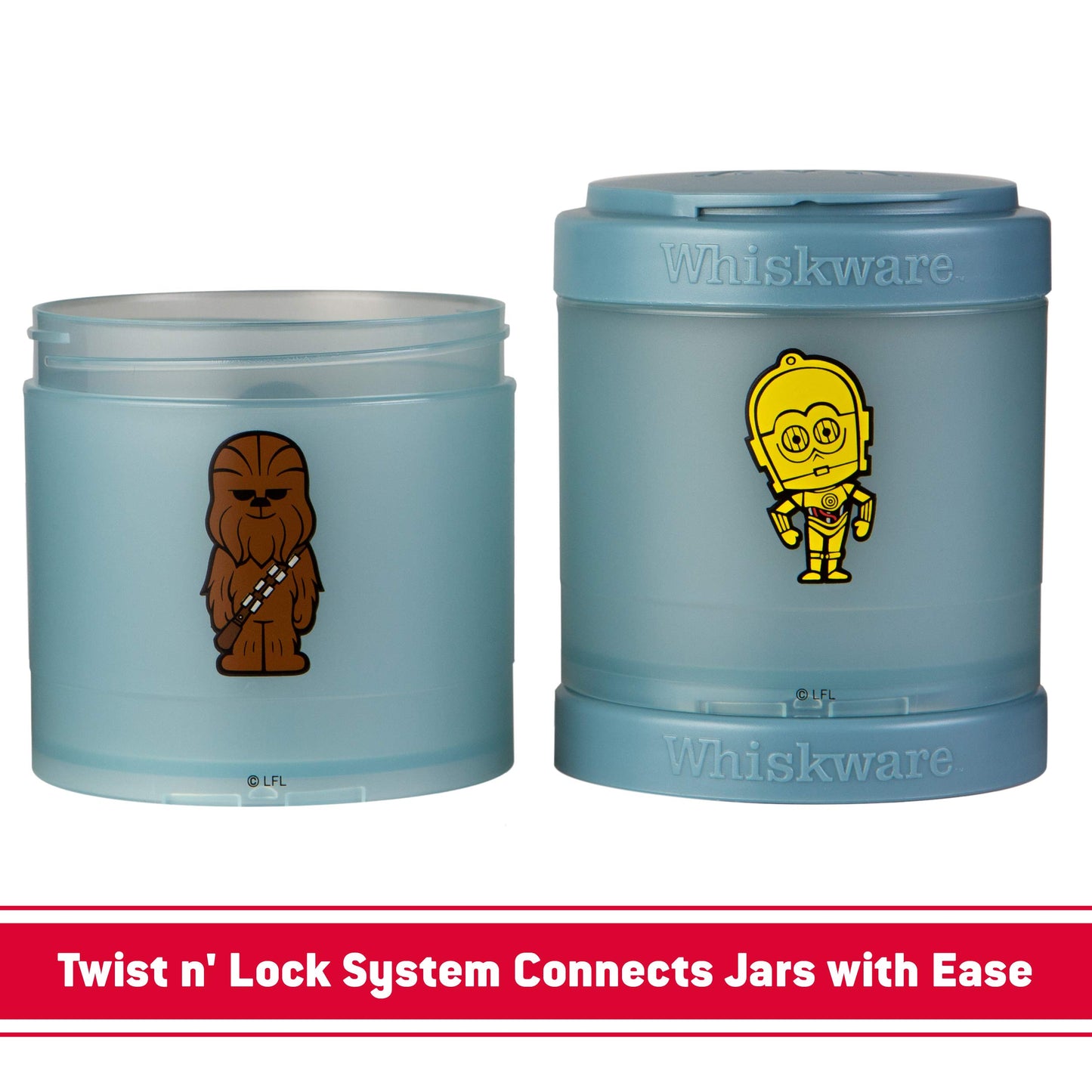 Whiskware Star Wars Stackable Snack Containers For Kids And Toddlers, 3 Stackable Snack Cups For School And Travel, Princess Lei
