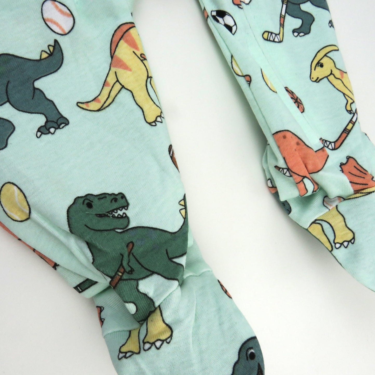 Honestbaby Baby Celebration Sleep & Play Footed One-Piece Pajama Sleeper 100% Organic Cotton, Dino Mite Athlete Eggs