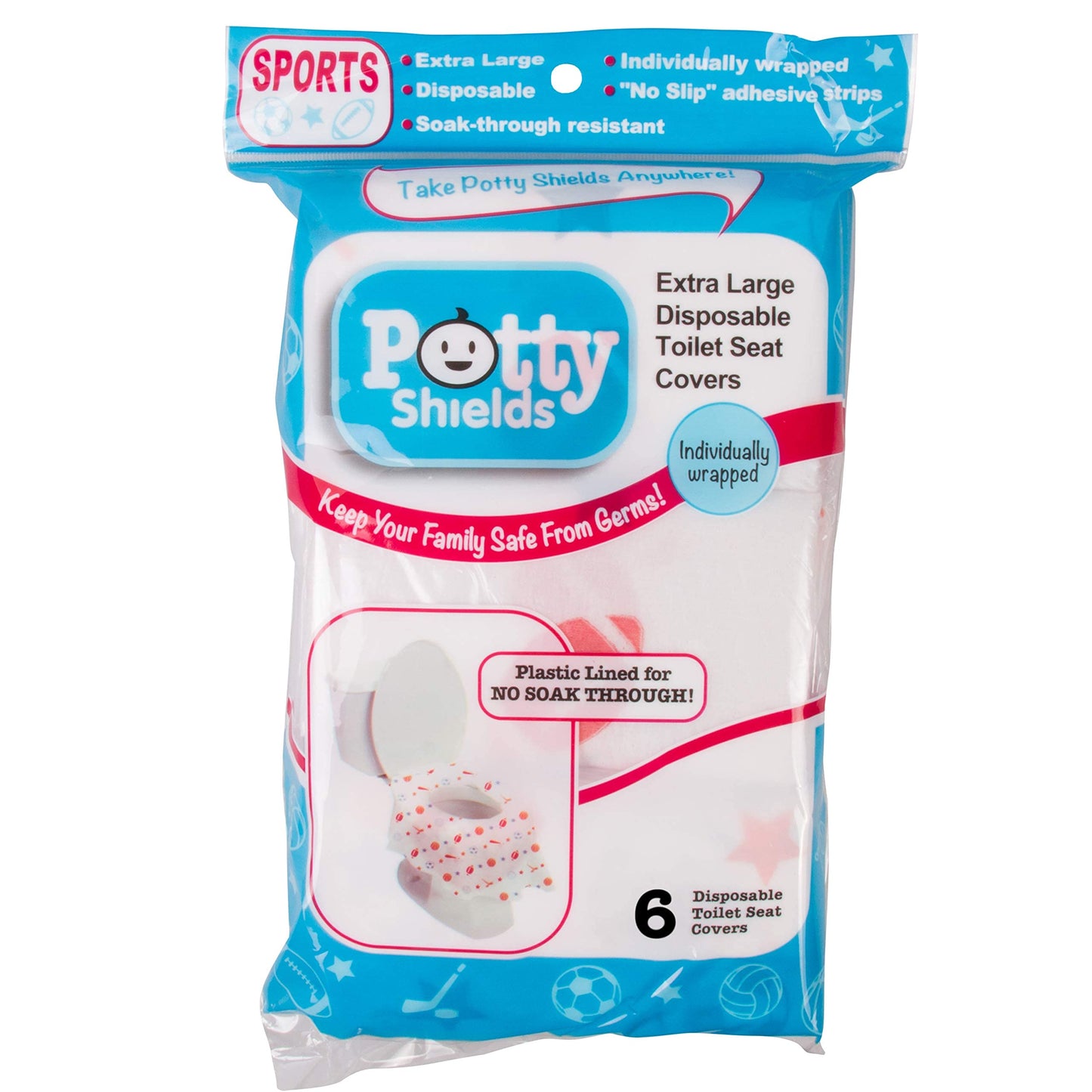 Disposable Toilet Seat Covers For Kids & Adults (6 Pack) Germ Protect From Public Toilets - Waterproof, Individually-Wrapped, Pl