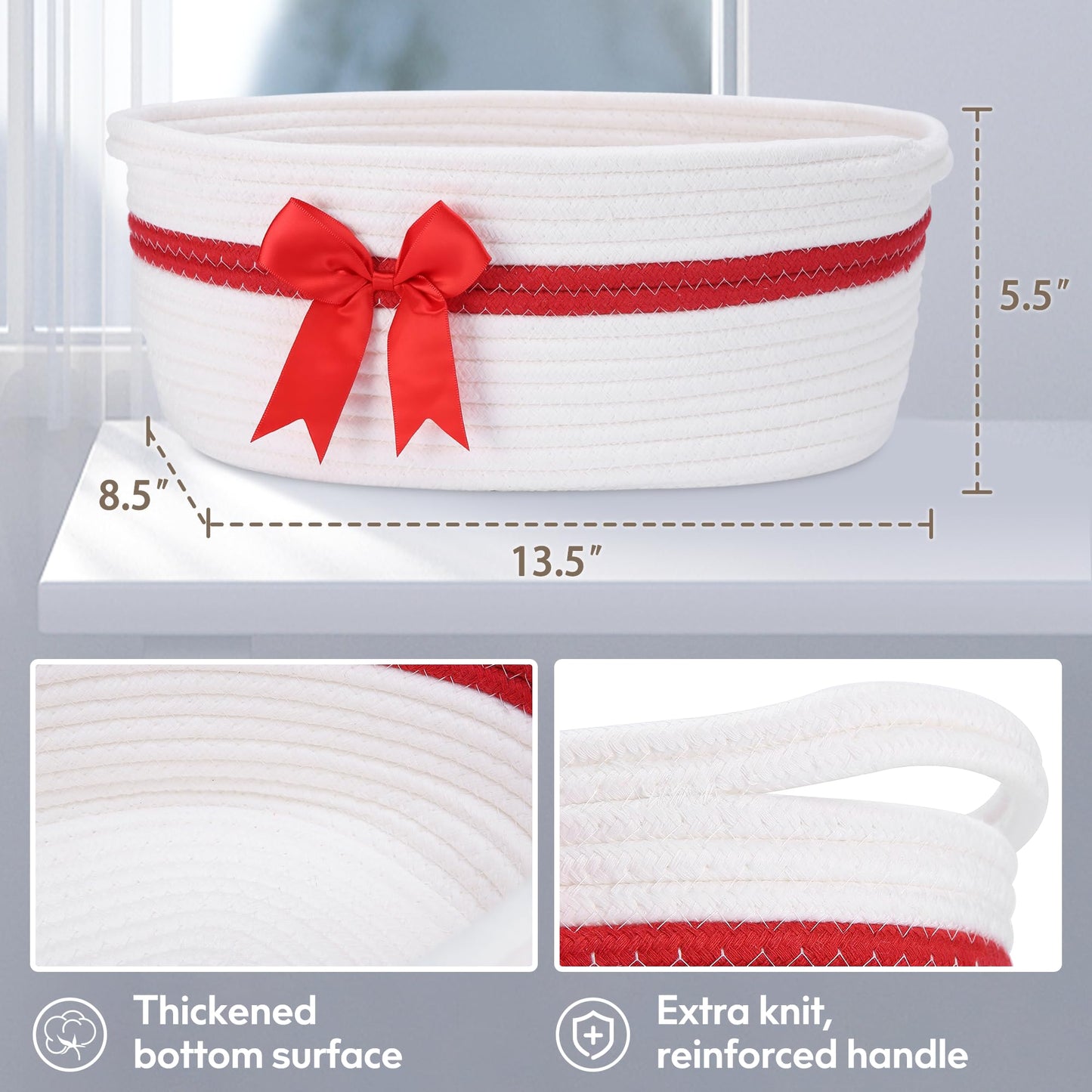 Yeeeasy Gift Basket With Bow And Gift Bag Simplicity Home Decor Rope Basket For Gifts Empty 13.5' X 8.5' X 5.5' Storage Baske