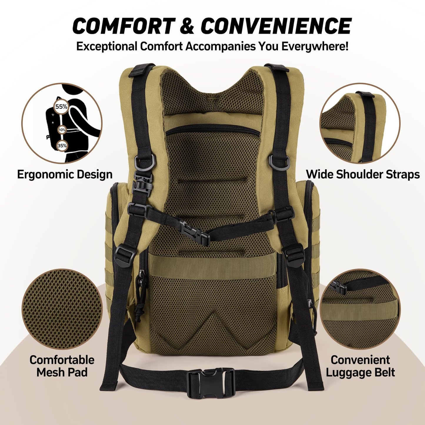 Sharkmouth Baby Diaper Bag For Men - Large Military Daddy Gear Backpack With Changing Pad For Travel Camping Hiking - Army Style