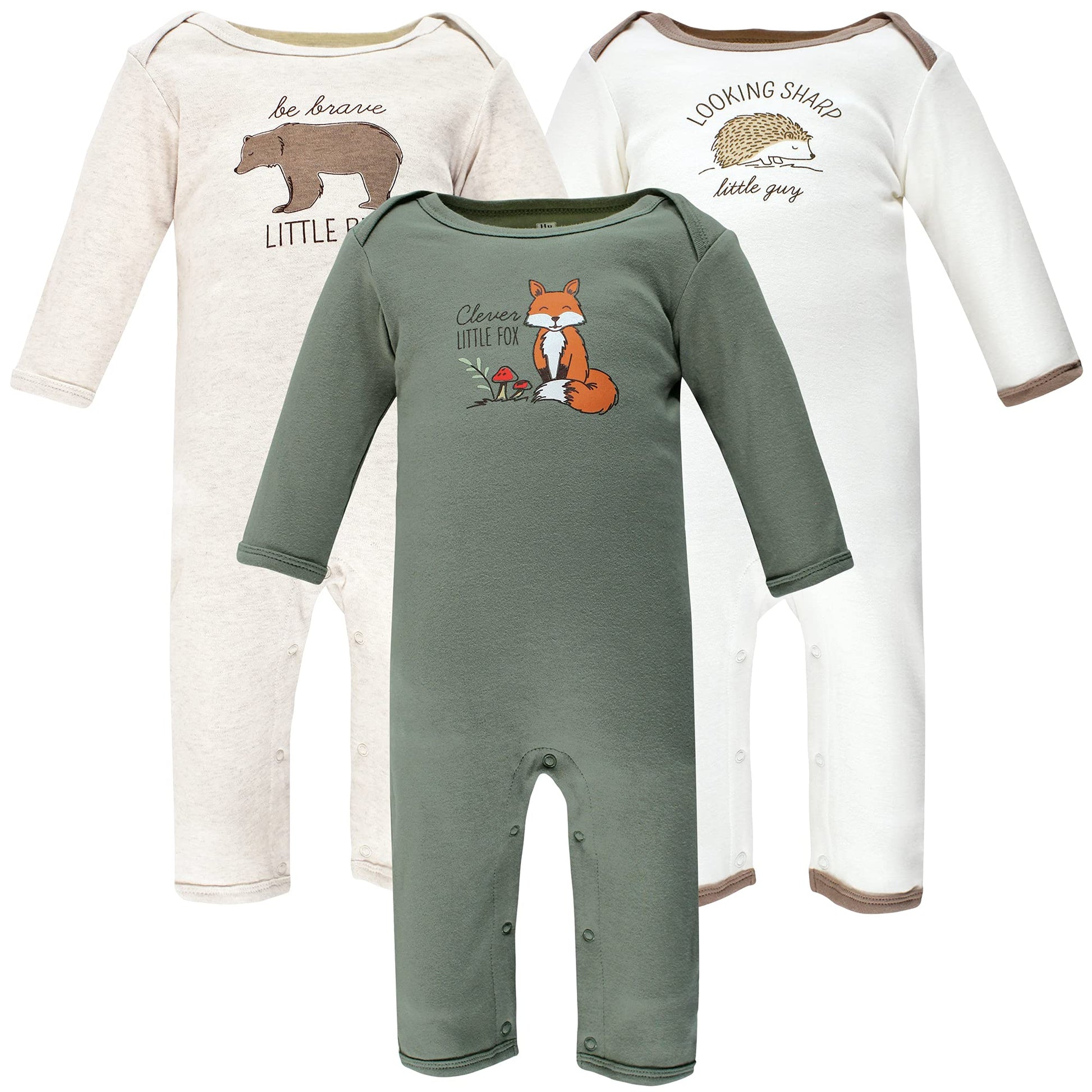 Hudson Baby Unisex Baby Cotton Coveralls Forest Fox, 0-3 Months