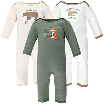 Hudson Baby Unisex Baby Cotton Coveralls Forest Fox, 0-3 Months