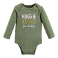 Hudson Baby Unisex Baby Cotton Long-Sleeve Bodysuits, Mom Dad Floral, 9-12 Months