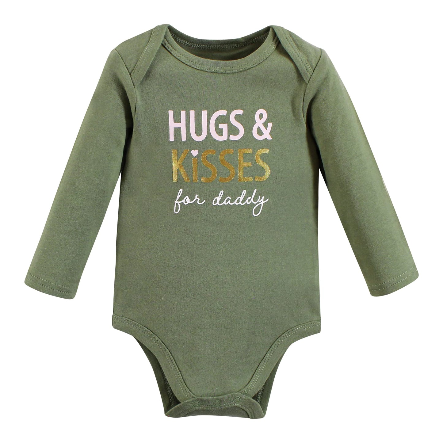 Hudson Baby Unisex Baby Cotton Long-Sleeve Bodysuits, Mom Dad Floral, 9-12 Months
