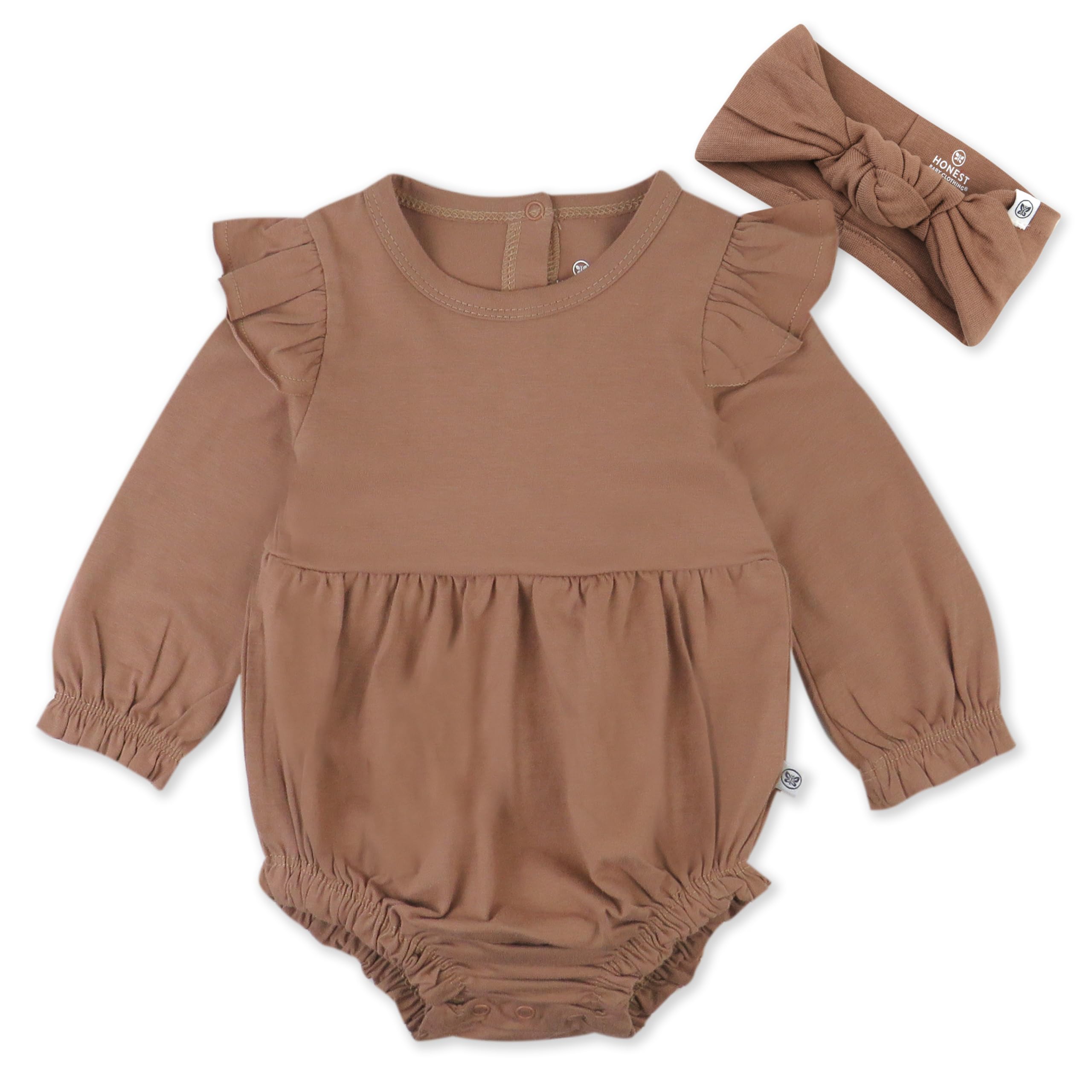 Honestbaby 2 Piece Bubble Romper & Headband Set,Girl,Brown,24 Months – Cutebabyb WBBAPB0D5FD74HQ