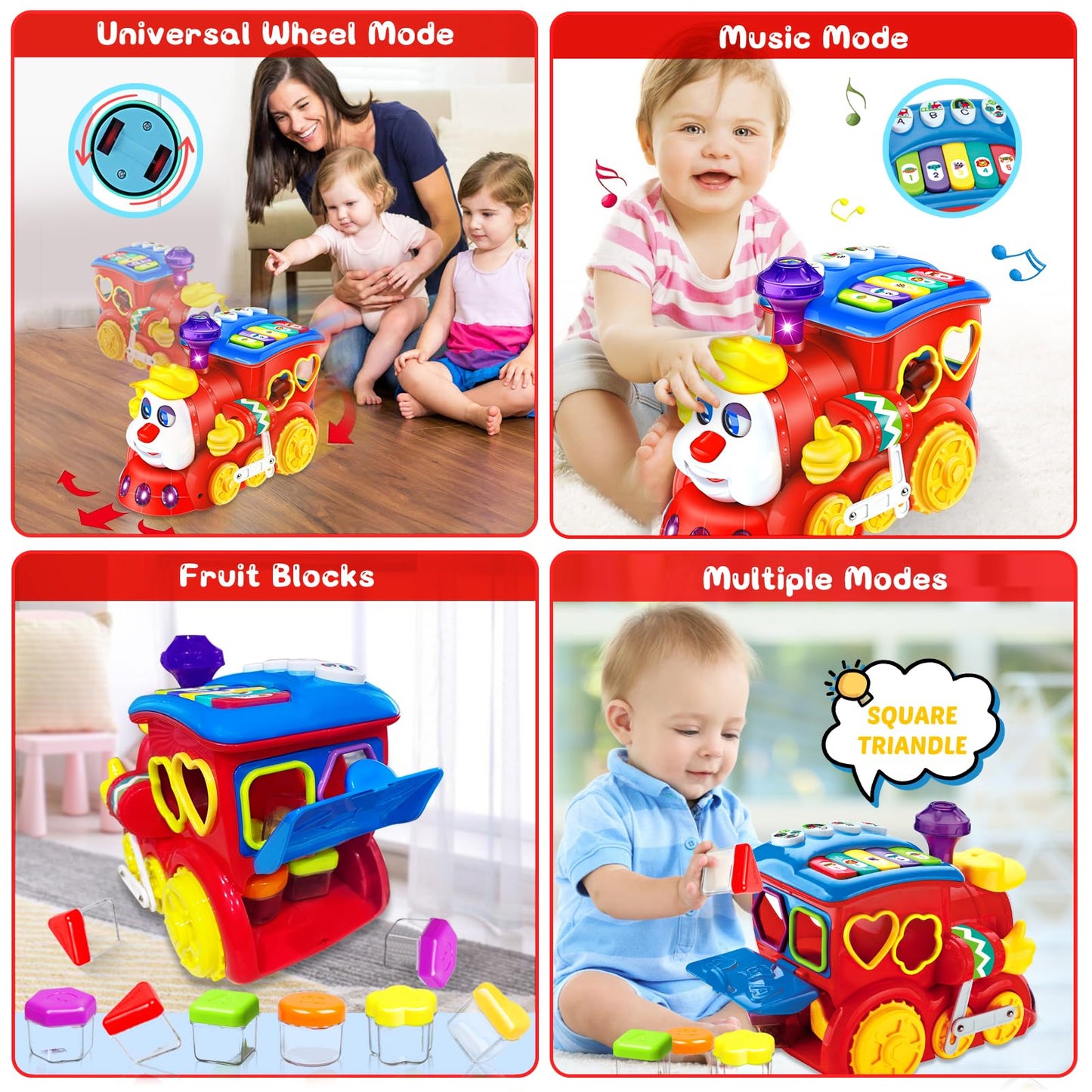 Baby Toys for 1 Year Old Boy Girl Gift Musical Train Baby Toys 6-12 12-18 Months,Early Educational Learning Montessori Kids Toys