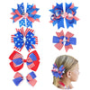 Nishine 4th of July Girls Bow Hairpins Patriotic American Flag Stars and Stripes Barrette Hair Clips for Independence Day Memori