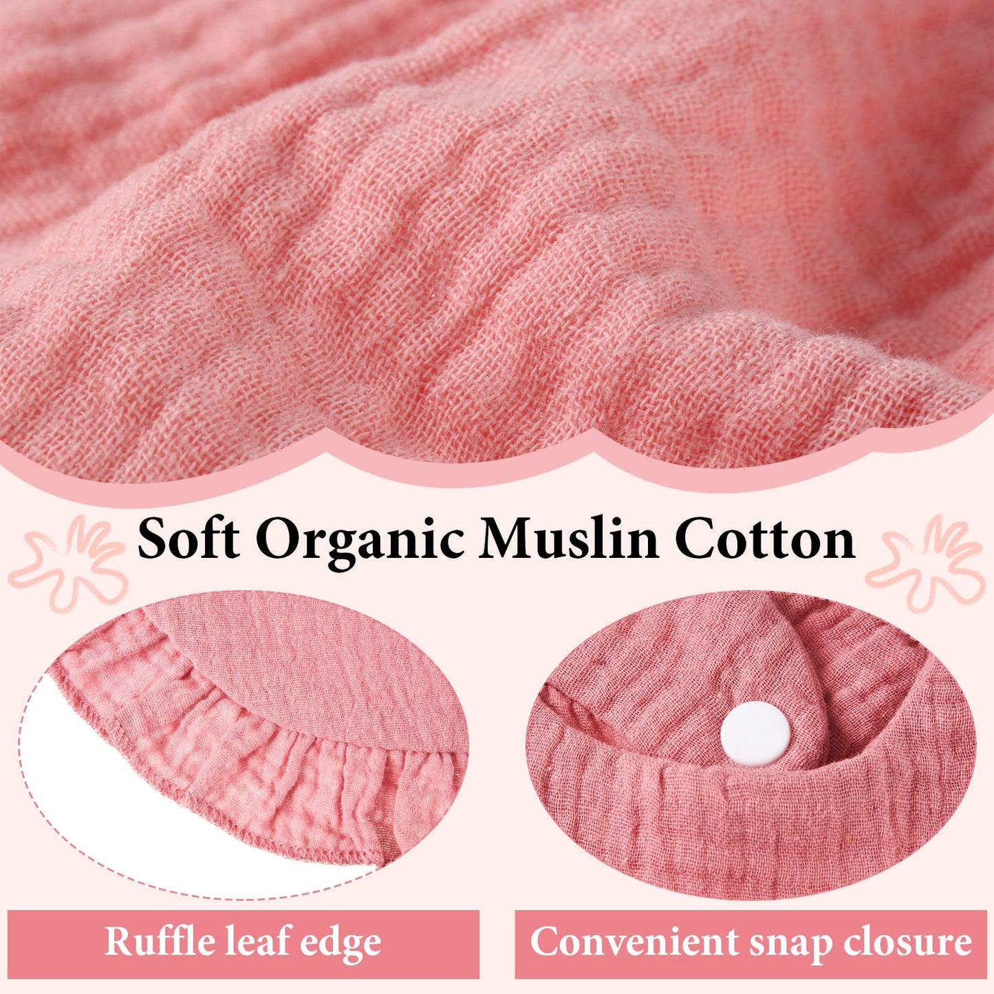 Kenning 18 Pcs Muslin Drool Baby Bibs Baby Girl Ruffle Bibs Absorbent Cotton With Snap Button For Boys Girls(Classic)