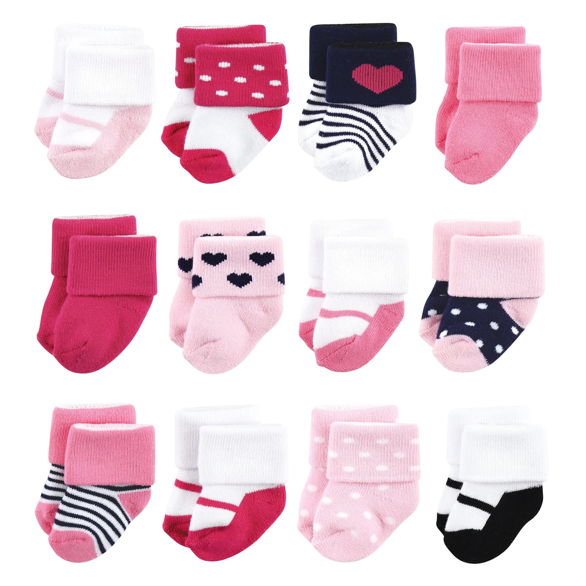 Luvable Friends Unisex Baby Newborn And Baby Terry Socks, Navy Mary Janes, 0-6 Months