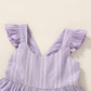 Younger Tree Toddler Baby Girl Dress Summer Outfits Flutter Sleeve Smocked Dress Kids Causal Boho Dresses Clothes (3-4T, Purple
