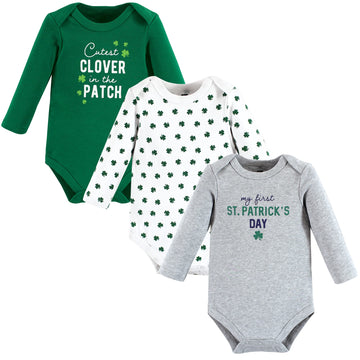 Hudson Baby Unisex Baby Cotton Long-Sleeve Bodysuits Infant And Toddler T Shirt Sets, Cutest Clover, 6-9 Months Us