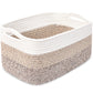 ABenkle Cotton Rope Storage Basket, Baby Nursery Baskets for Shelves Closet, Rectangle Decorative Shelf Organizer, Toy Storage B