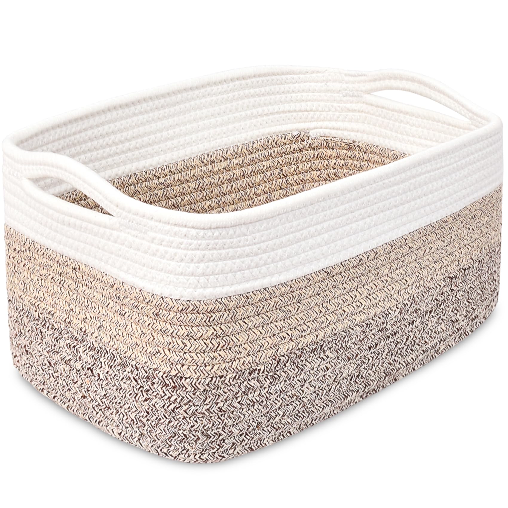 ABenkle Cotton Rope Storage Basket, Baby Nursery Baskets for Shelves Closet, Rectangle Decorative Shelf Organizer, Toy Storage B