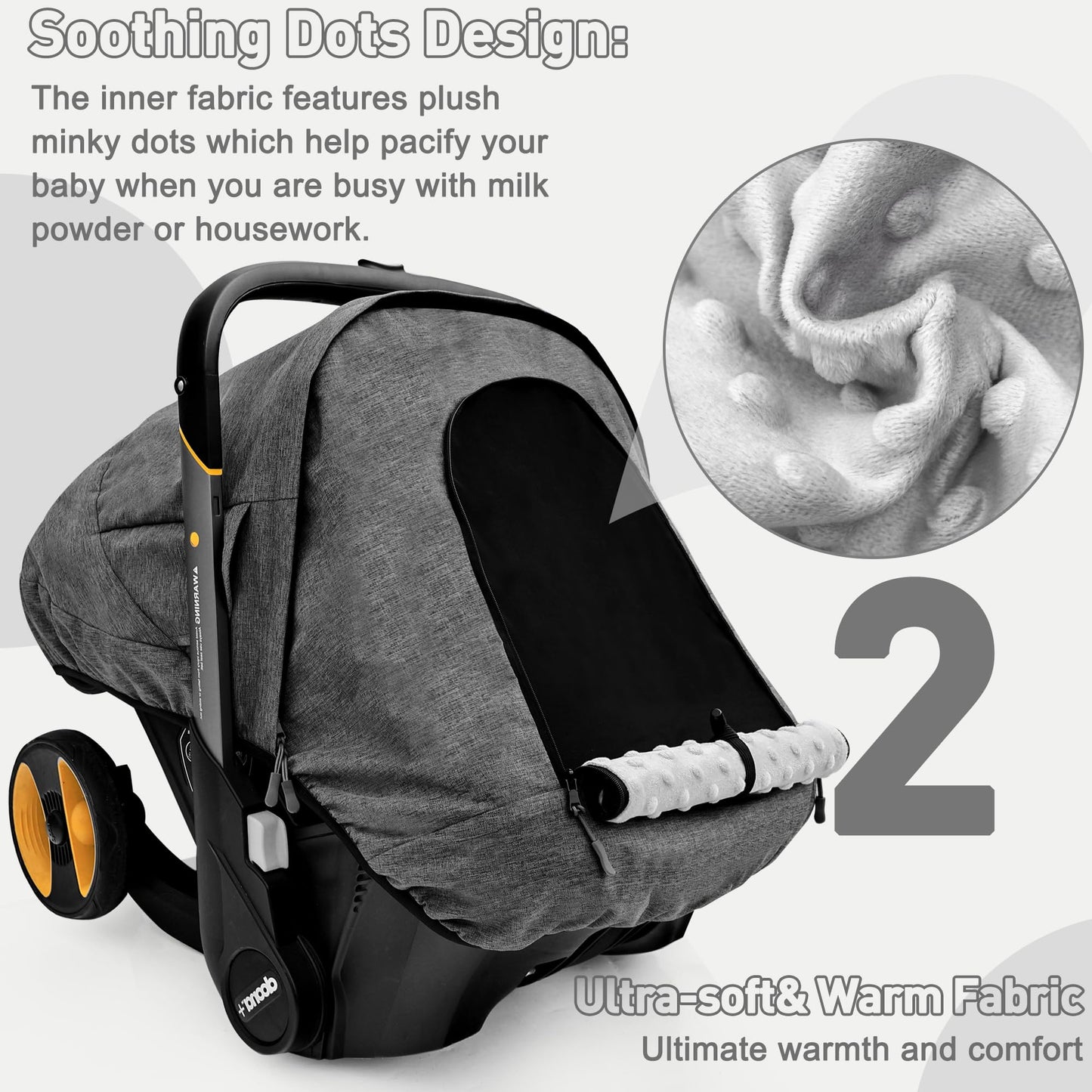 Waterproof Baby Car Seat Cover Compatible With Doona Car Seat And Stroller,Patented Windproof Car Seat Canopy For Boys & Girls,