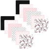 Hudson Baby Unisex Baby Flannel Cotton Washcloths, Pink Bows 12 Pack, One Size