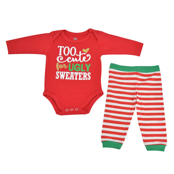 Unique Baby Girls Ugly Sweater Christmas Layette Set (12 Months)