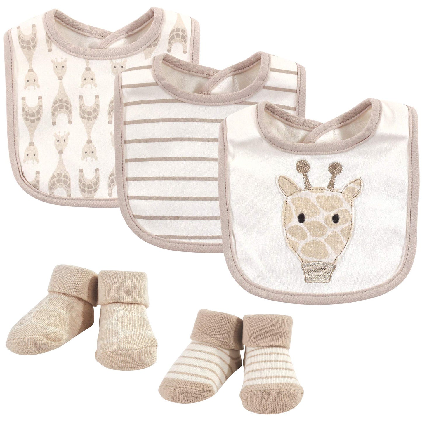 Hudson Baby Unisex Baby Cotton Bib And Sock Set, Giraffe, One Size