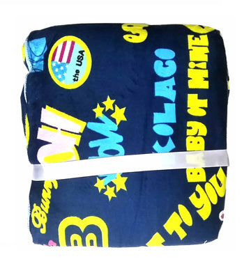 N&M Double Layer Velvet Fleece Newborn Printed Baby Blanket (DarkBlue)
