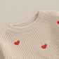 Baby Girl Valentines Day Outfit Love Heart Sweet Long Sleeve Sweater Tshirt Crewneck Tops Fall Winter Clothes (A-Khaki, 6-9 Mont