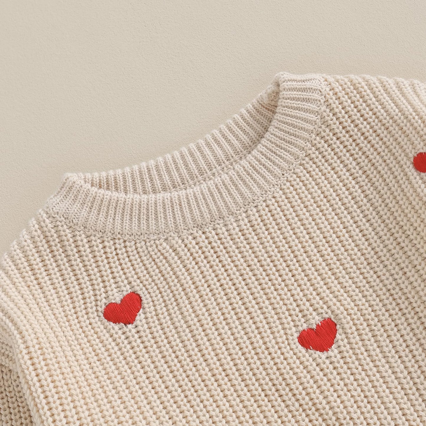 Baby Girl Valentines Day Outfit Love Heart Sweet Long Sleeve Sweater Tshirt Crewneck Tops Fall Winter Clothes (A-Khaki, 6-9 Mont