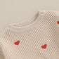 Baby Girl Valentines Day Outfit Love Heart Sweet Long Sleeve Sweater Tshirt Crewneck Tops Fall Winter Clothes (A-Khaki, 3-6 Mont