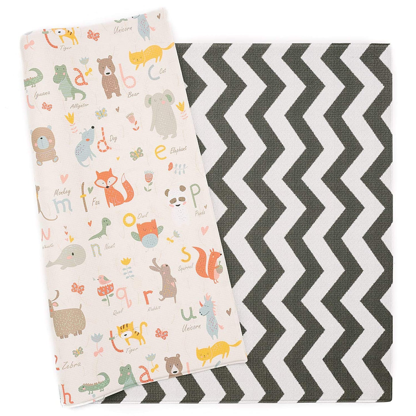 Baby Care Play Mat (Large, Zig Zag - Black) 82'' X 55'' Original One-Piece Reversible Rollable Waterproof Play Mat For Infants,