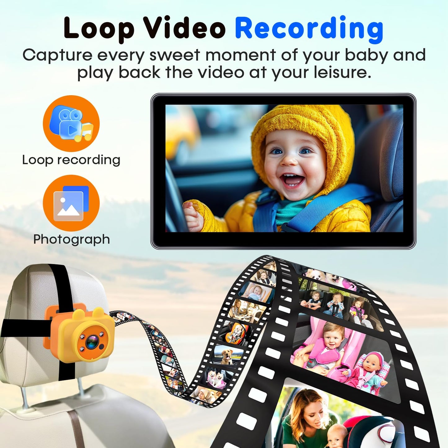 Yakry 7-Inch Baby Car Camera 1080P - Hd Touchscreen, 3X Zoom, 940Nm Night Vision, 150? Wide Angle, Easy Install For Enhanced Bab