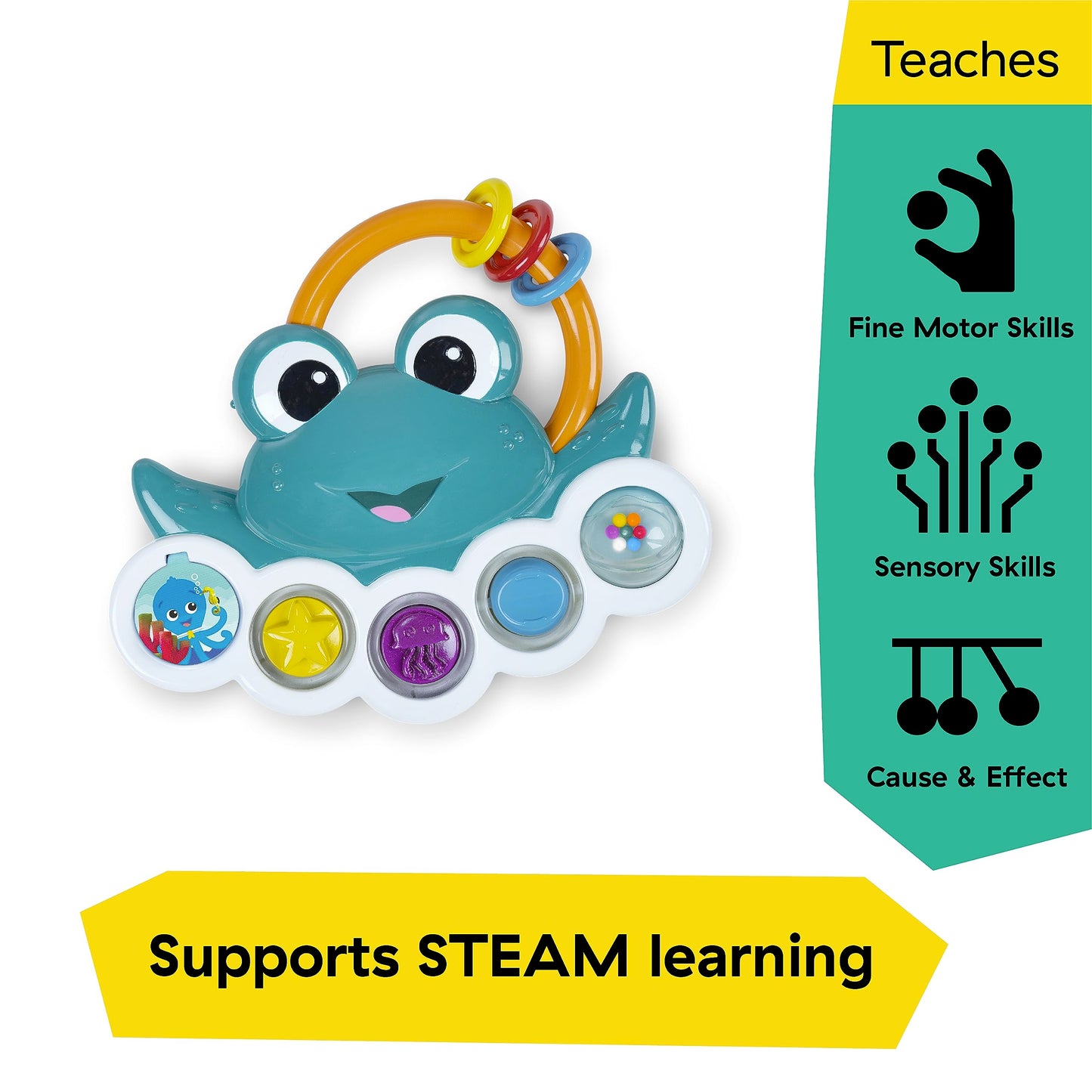 Baby Einstein Ocean Explorers Neptunes Busy Bubbles Sensory Activity Toy, with Interactive Lights and Music, Ages 3+ Months