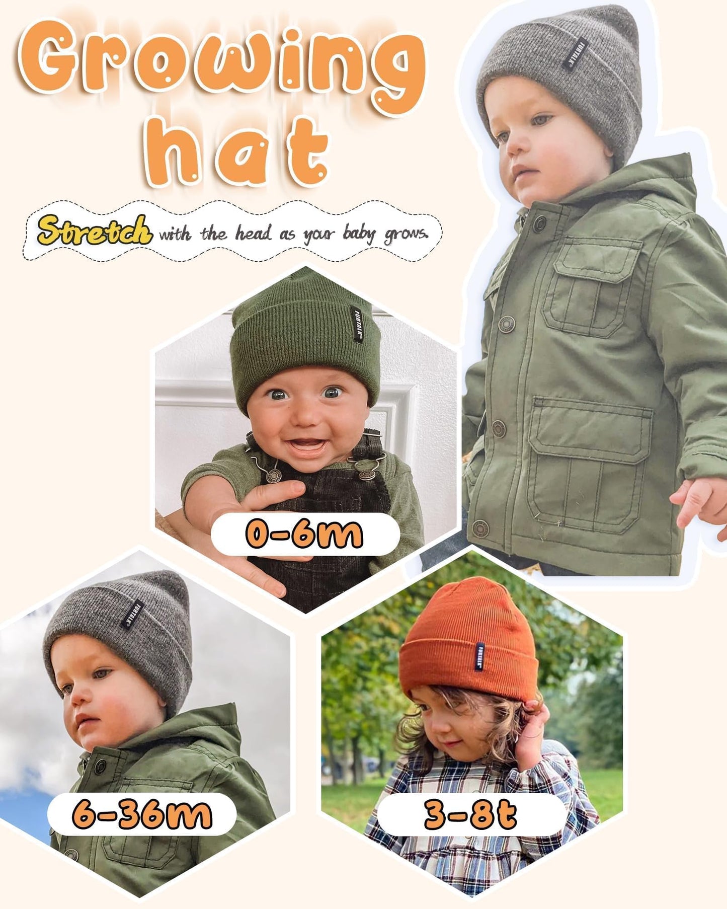 Furtalk Toddler Beanie Baby Boys Girls Beanies Kids Knit Winter Hats For 0-8 Years White