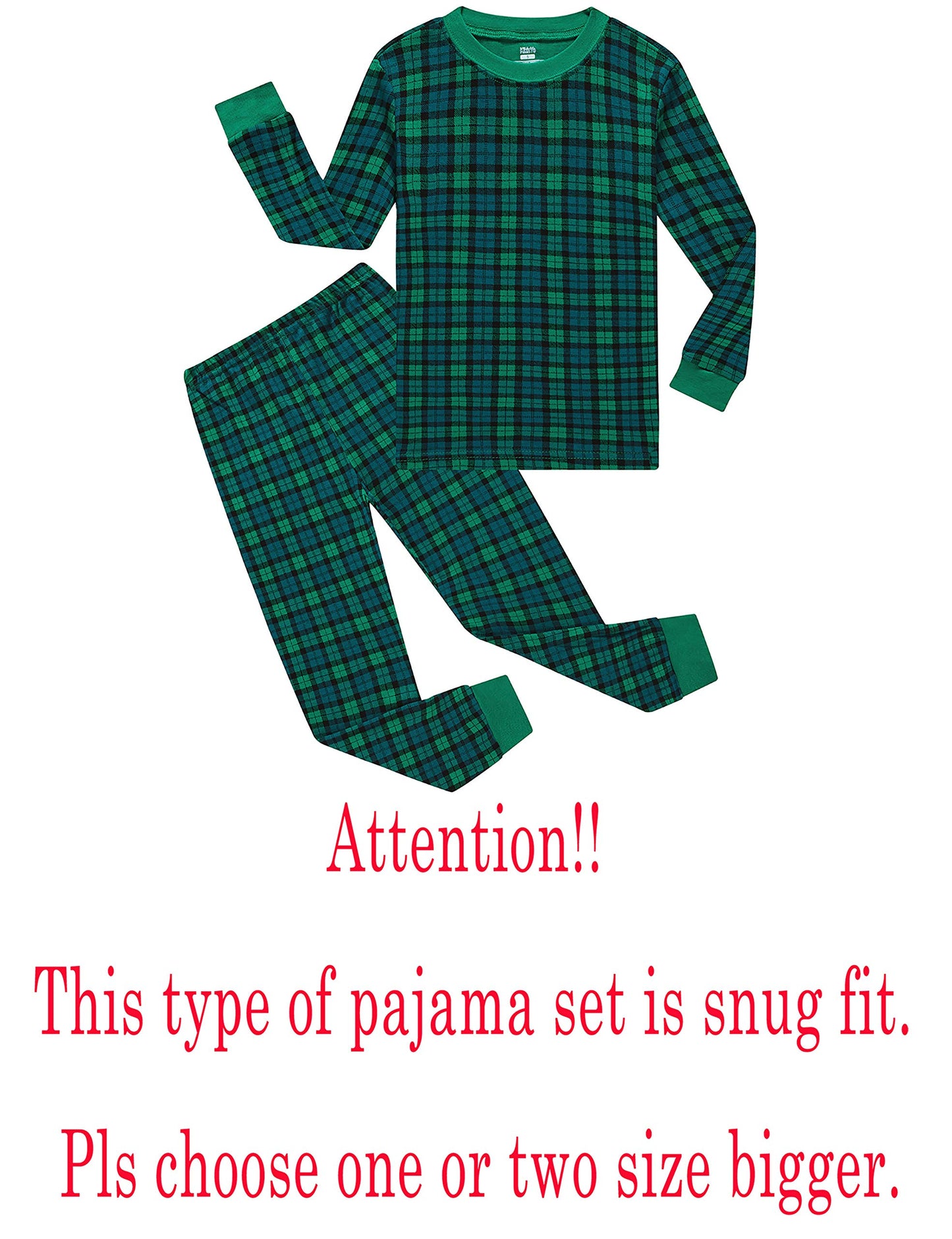 Christmas Plaid Pjs Baby Boys Long Sleeve Pajamas Cotton Green Sleepwear Holiday Infant Size 18-24 Months